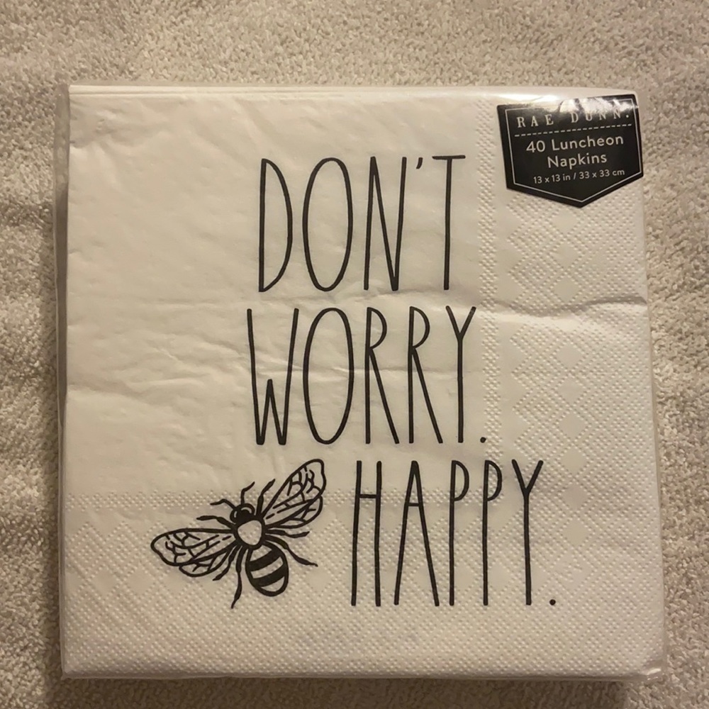 Rae Dunn Don’t worry be happy napkins‎ 13x13